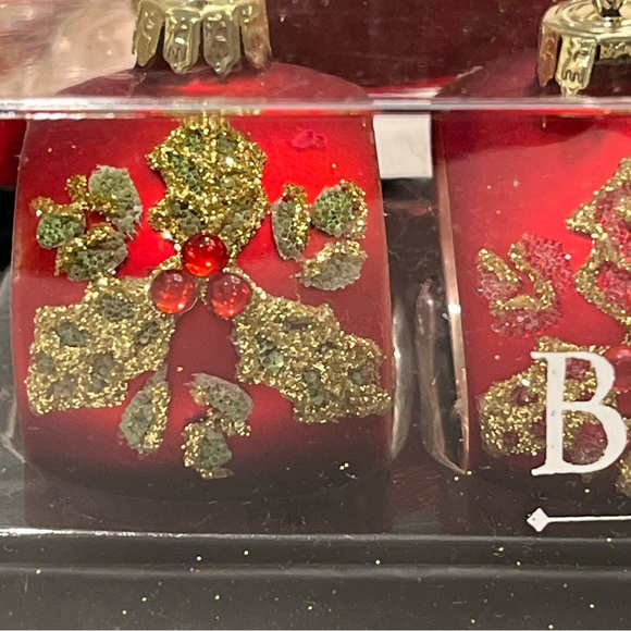 BOMBAY Company Christmas Ornament Shaped Place Card Holders Red Glass Set Of 10 - Picture 16 of 16